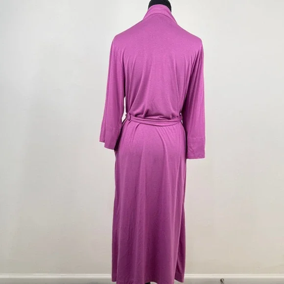 Natori Long Robe Womens Small Purple Belted Modal Blend 3/4 Sleeves Soft - Picture 4 of 7
